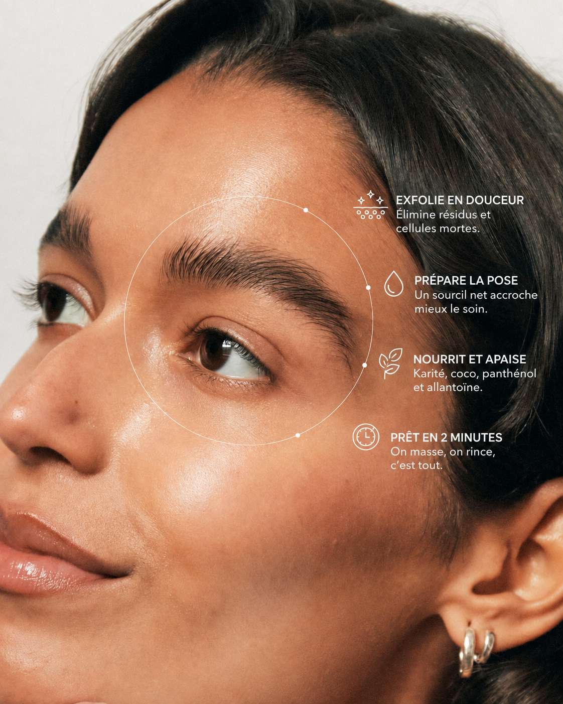 Scrub sourcils et paupières